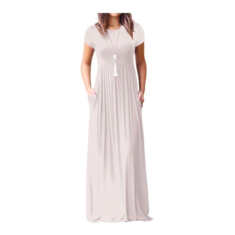 Short Sleeve Maxi Dress Ivory